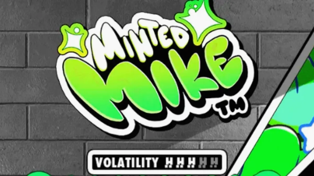 Tampilan visual grafiti neon pada slot Minted Mike
