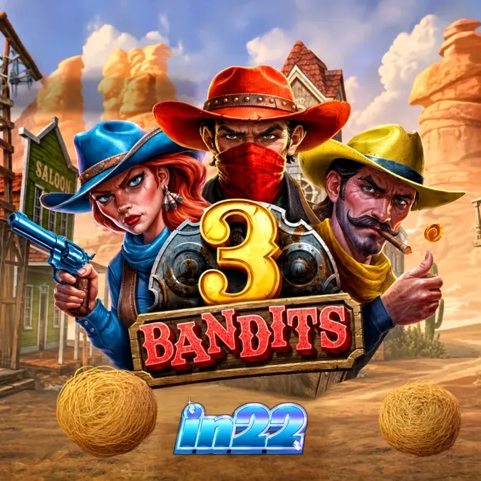 Tampilan visual slot 3 Bandits dengan tema Wild West